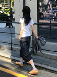 RIBBED V SLIT HALF T
