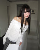 Enyu Lace Lip Neck Long Sleeve T-Shirt