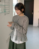 Memini Frill Dot Round Cardigan