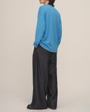 Twin pin tuck maxi wide belt slacks