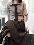 Suspender Long Pleated Skirt