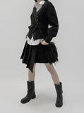 Mink wrap unbalanced miniskirt