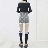 Jellio Sleeve Slit String Cardigan
