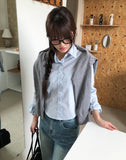 KN Crop Stripe Slim Shirt