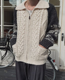 Bomb Cowichan color matching knit zip-up