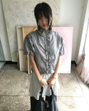 Muna Frill Puff String Short Sleeve Zip-up