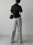 Pastel one-tuck wide slacks