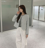 Tweed Round Silver Button Jacket