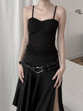 Lay Shirred Mesh Layered Sleeveless