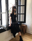 June Stripe Color Banding Tiered Skirt