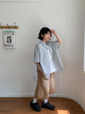 [Unisex] Kecho Seersucker Check Over Short Sleeve Shirt