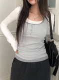 Milty Halter Color Matching Fake Layered Sleeveless