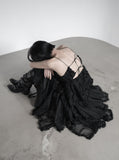 Black Swan Backless Fringe Bustier Top