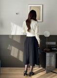 Meshu Suede Flare Long Skirt (Belt Set)