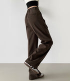 Winter Wool Two Pintuck Inner Clip Wide Slacks