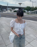 Taru Ribbon Lace Crop Blouse