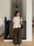 Folding Embroidery Punching Ribbon Nashi Blouse