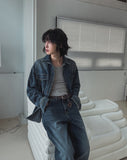 Kusi back band balloon denim pants