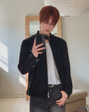 Ento Leather Knit Color Matching Rider Jacket