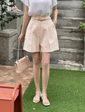 Pibelin Pin Tuck Cotton Shorts