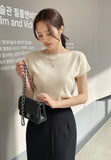Shuez Soft Boat Neck Cap Sleeve Knit