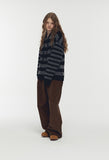 [2-WAY] Stripe Hood Knit Zip-up