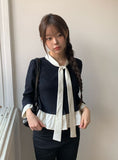 Sau Dot Ribbon Layered Cardigan