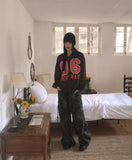 Unon 06 Lettering Oversized Fit Hood Zip-Up