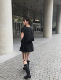 Keck Shirring Banding Short Sleeve Mini One Piece