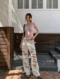 See-through layered button cap sleeve short sleeve