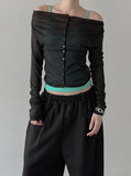Bellin See-through Off-Shoulder Cardigan