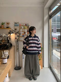 Meddent Button Stripe Collar Knit