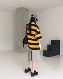 Was Bubble Gum Stripe Collar Short Sleeve T-shirt