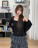 [Sleeveless + Cardigan Set] Moline Lace Layered Cardigan