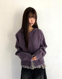 Seoan Stripe Two-Way Knit Hood Zip-Up