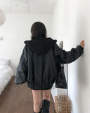 Meto Leather Hood Flight Jacket