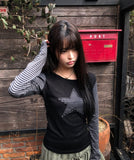Emu Star Patch Striped Long Sleeve T-shirt