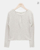 Maem Flower Waffle Henley Neck Long Sleeve T-shirt