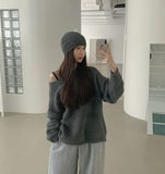 Punching Loose Fit Knit Beanie Point Set