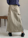 Rachel String Color Nylon Banding Pocket Cargo Long Skirt