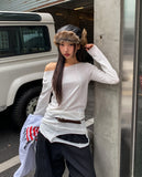 Ut cut layered two-way long sleeve