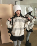 Qwerty Nordic Cable Loose Fit Hood Knit