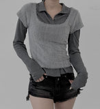 Mary Square Fur Knit Short Sleeve