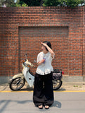 Silke Round Collar Frill Blouse