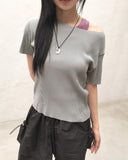 Ento pleats cooling short-sleeved T-shirt