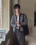 Noir Tweed Pocket Round Cardigan