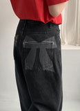 Rikkoni Ribbon Wide Denim Pants