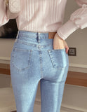 Chevind Washing Bootcut Denim Pants