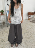 Casane Round Layered Stripe Long Sleeveless