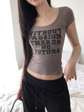 Kubu Ribbed Lettering Slim Short Sleeve T-Shirt
